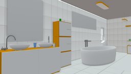 bathroom interior 2 scene, lamp, bathroom, heater, shower, mirror, sink, toilet, cabinet, tap, design, interior