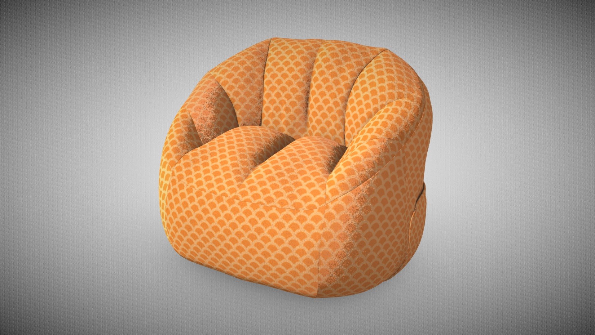 A high poly model of a beanbag. The fabric is velvety. Sheen textures have been used to get this effect 3d model