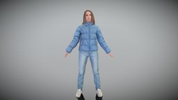 Woman in puffer jacket in A-pose 375 style, archviz, scanning, people, fashion, jacket, jeans, realistic, puffer, woman, casual, scan3d, realism, ukraine, peoplescan, femalecharacter, womancharacter, a-pose, apose, readyforanimation, ready-to-use, photoscan, realitycapture, photogrammetry, female, human, puffer-jacket, ready-to-rig, scanpeople
