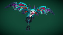 Stylized Forest Drake rpg, fairy, mmo, rts, drake, fbx, moba, character, handpainted, lowpoly, stylized, animated, fantasy, dragon