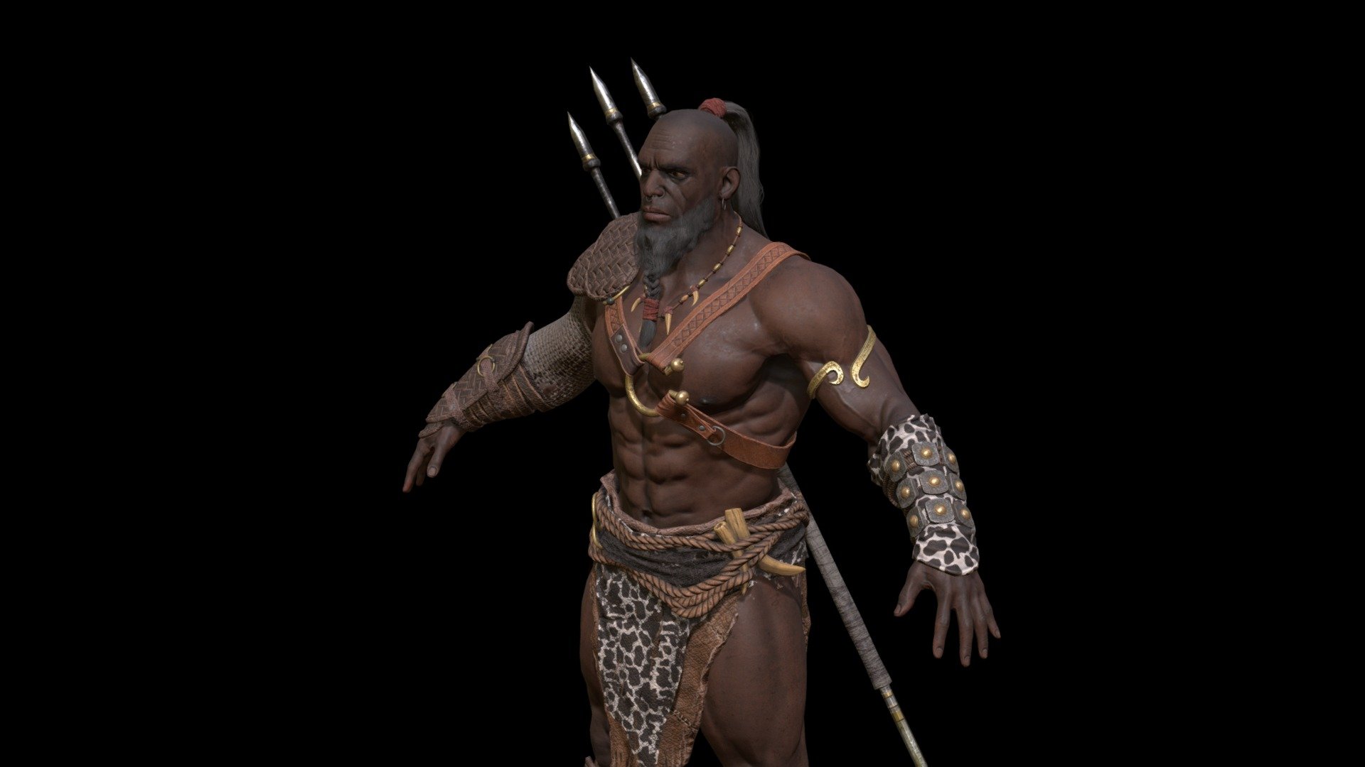 Low-poly model of the character Barbarian Male  Starter Pack
Suitable for games of different genre: RPG, strategy, first-person shooter, etc.
In the archive, the basic mesh (fbx and maya)

Textures pack map 4096x4096 
three skins 
9 materials
31 textures
Extra joins
Eye_joint_l1
Eye_joint_r1
Jaw_joint
Toga_back_joint7
Rope_joint1-14
FrontToga_Joint1-7
Toga_back_joint1-7

Attention
The model is loaded and works in unreal engin 5 , But the skeleton has a structure from unreal engin 4 , be careful and consider this point

(full items)
faces 77381
verts 93718
tris 153808 - Barbarian_Male - Buy Royalty Free 3D model by dremorn 3d model