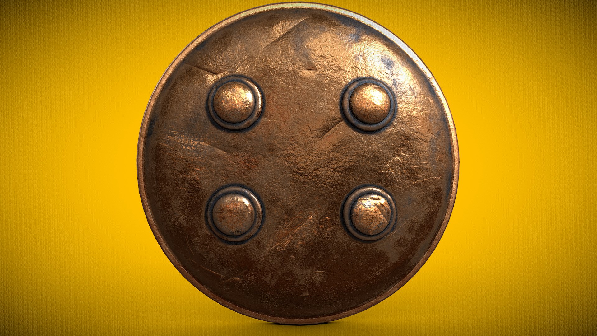 Protect yourself from the fiercest battles with the Philistine's bronze shield from the 12th century BC! With its intricate designs and solid build, this shield is the perfect accessory for any brave warrior in VR or games. Get ready to block and counter your enemies with style! - Philistine Shield - Buy Royalty Free 3D model by PlayTheMaster 3d model