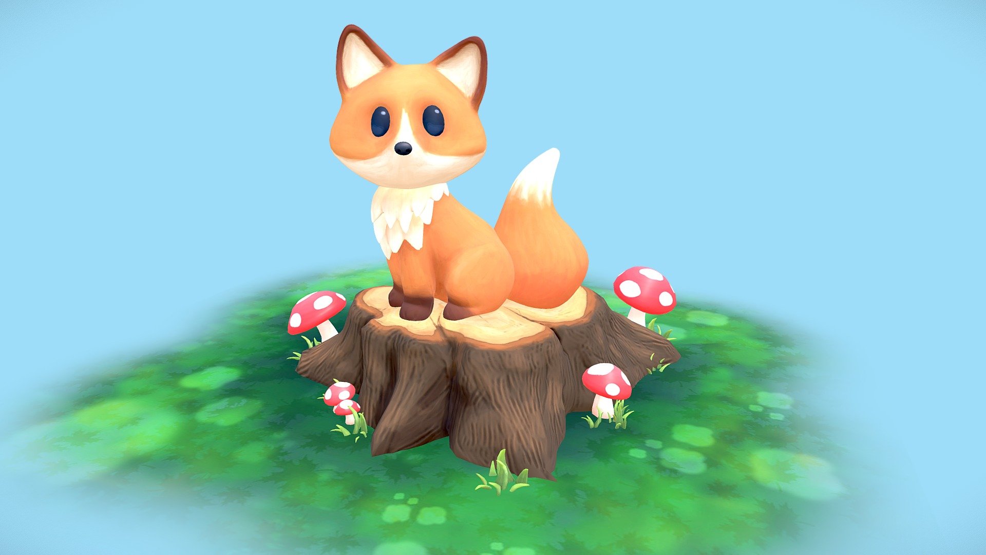 3D Render of a cute little fox in the woods - Fox In The Woods - 3D model by Hayley Jacka (@HayleyJacka) 3d model