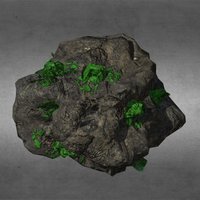 Ore green gravity, mine, ready, diamond, emerald, ore, mineral, game, blender, blender3d, low, poly, stone, rock, material
