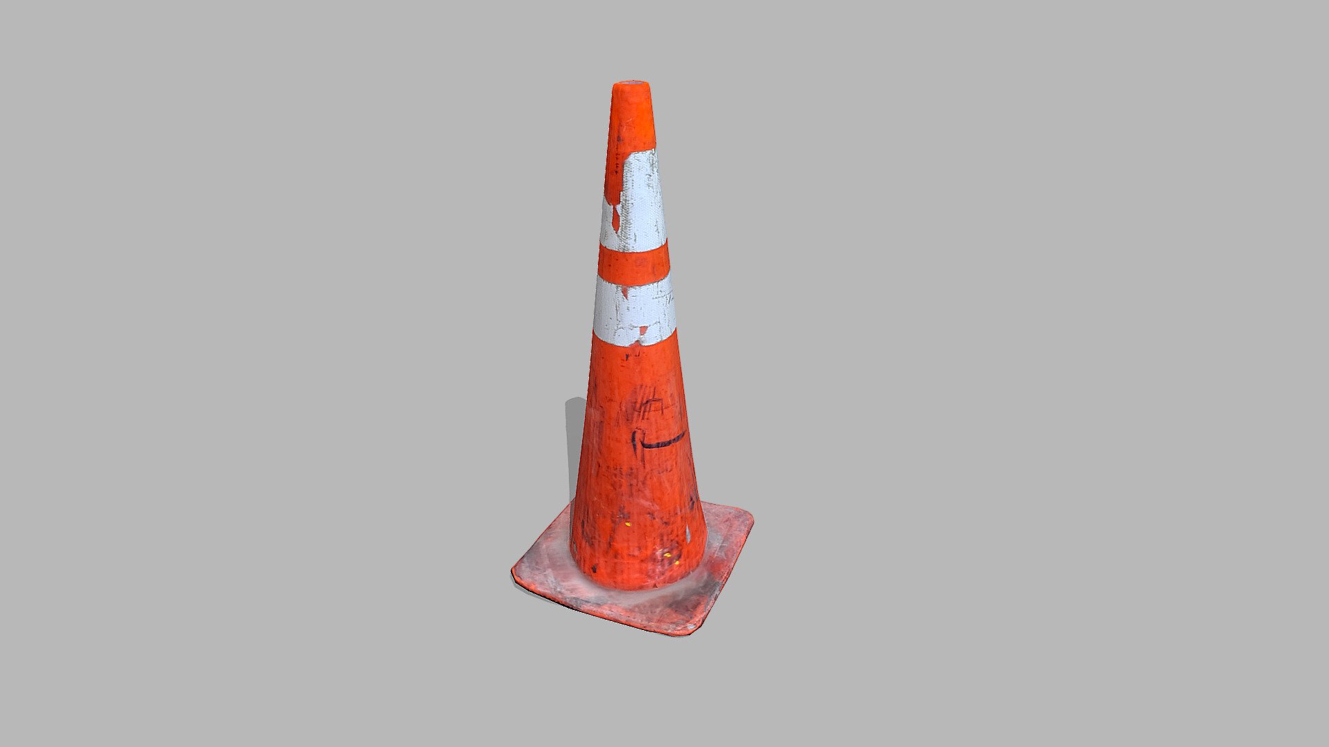 A real life example of a roadcone with wear and tear 3d model