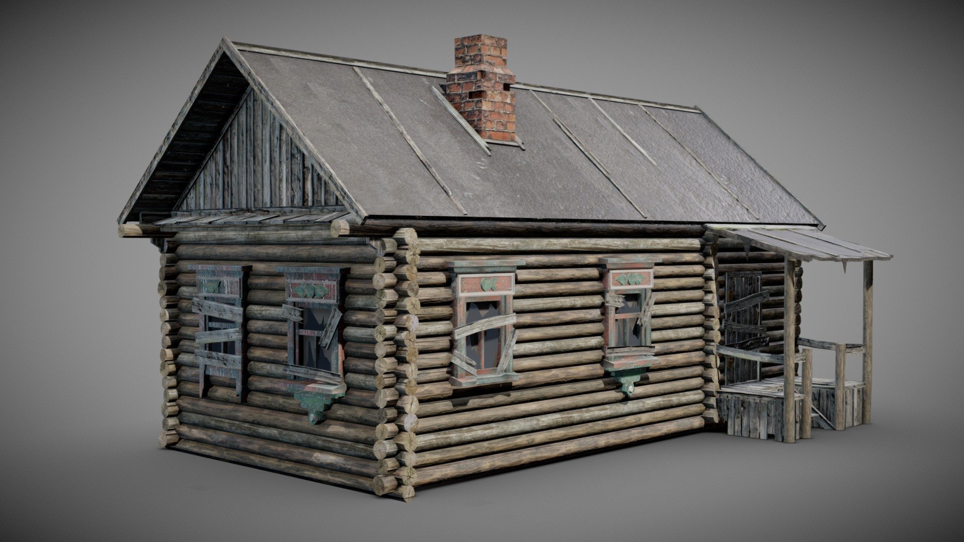 Damaged worned wooden village house an3 - Buy Royalty Free 3D model by flawlessnormals 3d model