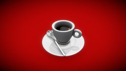 Coffee cup coffee, breakfast, italy, brown, mug, morning, spoon, italian, normalmap, ambientocclusion, roughness, specularmap, italianstyle, italian-design, cup