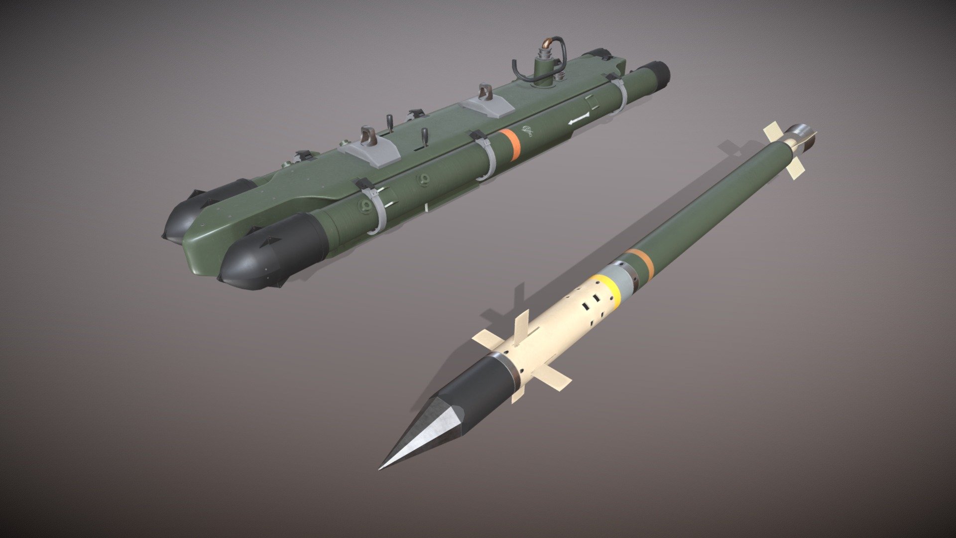 MISTRAL is a fully digital, heat-seeking missile, designed to meet the requirements of all branches of the armed forces. 

File formats: 3ds Max 2021, FBX, Unity 2021.3.5f1


This model contains PNG textures(4096x4096):


-Base Color

-Metallness

-Roughness


-Diffuse

-Glossiness

-Specular


-Emission

-Normal

-Ambient Occlusion
 - MBDA MISTRAL Launcher With Missile - Buy Royalty Free 3D model by pukamakara 3d model