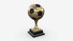 Trophy soccer ball champion, soccer, award, trophy, winner, victory, prize, golden, leader, success, 3d, pbr, ball