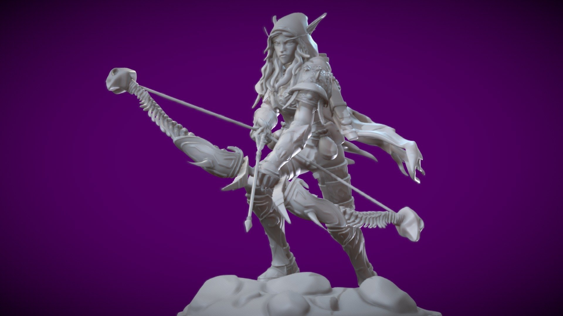This is a fanart of Sylvanas Windrunner

Had play WoW for awhile and really like the character design of Sylvanas, so decide to make one of my own 3d model