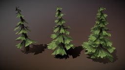 Hand Painted Low Poly Pine Trees