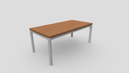 Simple office table office, desk, table, wood, interior, noai