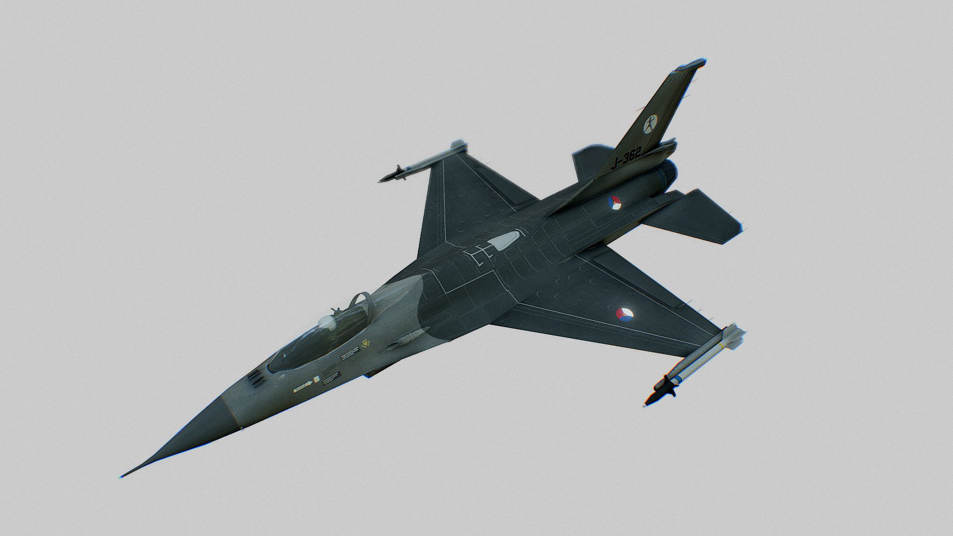 F-16 Falcon Leeuwarden (the Netherlands) based - General Dynamics F-16 - Falcon - Download Free 3D model by karelkiers 3d model