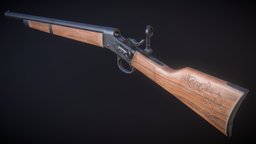 Remington Rolling-Block Rifle rifle, western, caliber, ballistic, 1900s, 1800s, game-assest, weapon, 3dsmax, 3dsmaxpublisher, pbr, lowpoly