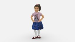 Little Girl In Pose 0032 style, kids, people, fashion, child, clothes, miniature, realistic, character, 3dprint, model
