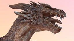Dragon Rigged horns, beast, flying, b3d, ice, wyvern, elements, nature, magical, rigged-character, unity, unity3d, asset, creature, monster, animated, fantasy, dragon, rigged