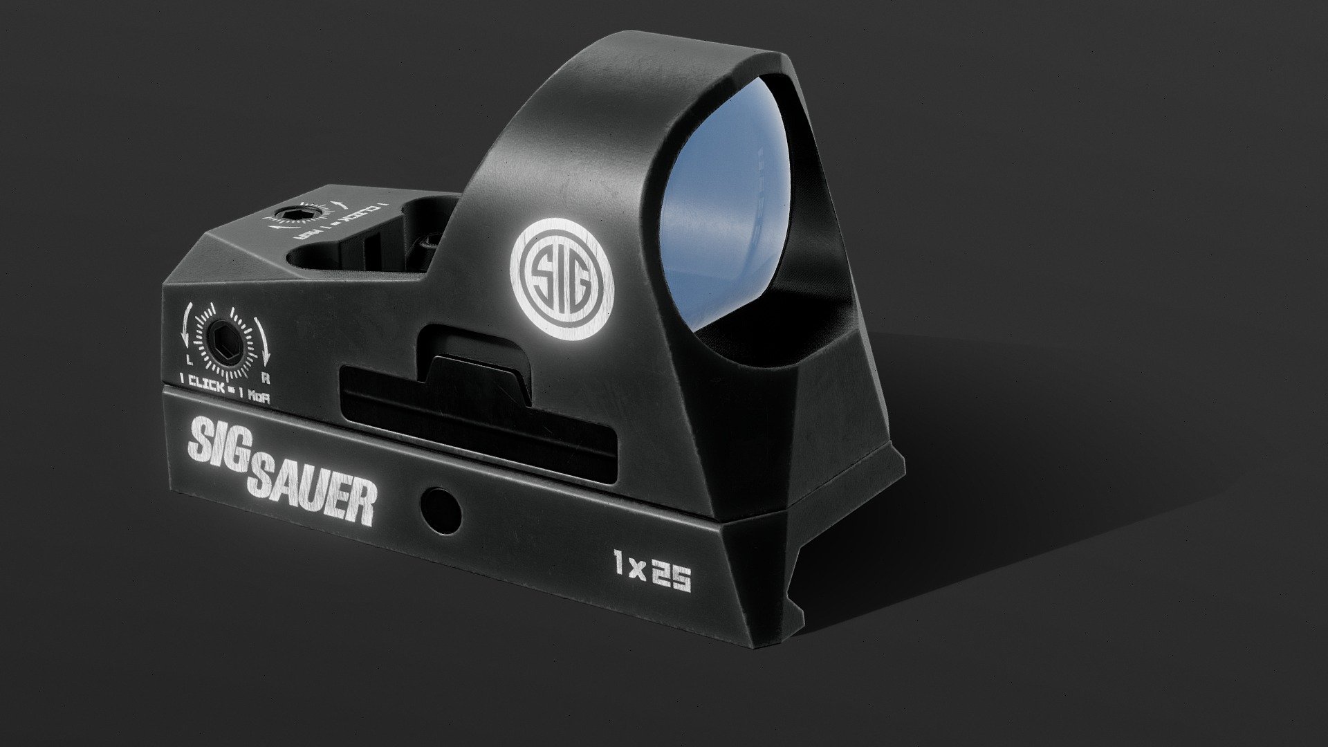 3D model of the Sig Sauer Romeo3 Red Dot Sight.

Made in Blender, Substance Painter, and Marmoset Toolbag.

I used 4K Textures for the scope, and 1K texture (roughness only) for the lens.

Polycount:5734

Vertex count:3047 - Sig Sauer Romeo3 Red Dot Sight - Buy Royalty Free 3D model by ferasabdallah 3d model