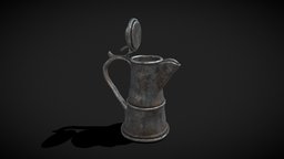 Worn Decorated Pewter Flagon