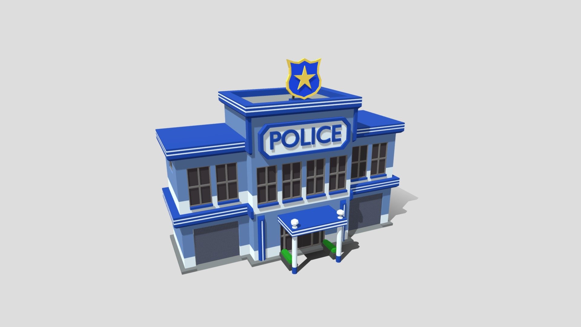 Low poly police station part of lowpoly city pack - Low poly police station - Buy Royalty Free 3D model by assetfactory 3d model