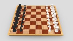 Chess Board Full Set PBR Realistic stl, games, printing, classic, ready, staunton, pawn, bishop, queen, rook, king, print, realistic, printable, chessboard, boxwood, chessmen, asset, game, 3d, low, poly, chess, knight, chess-board, bubinga