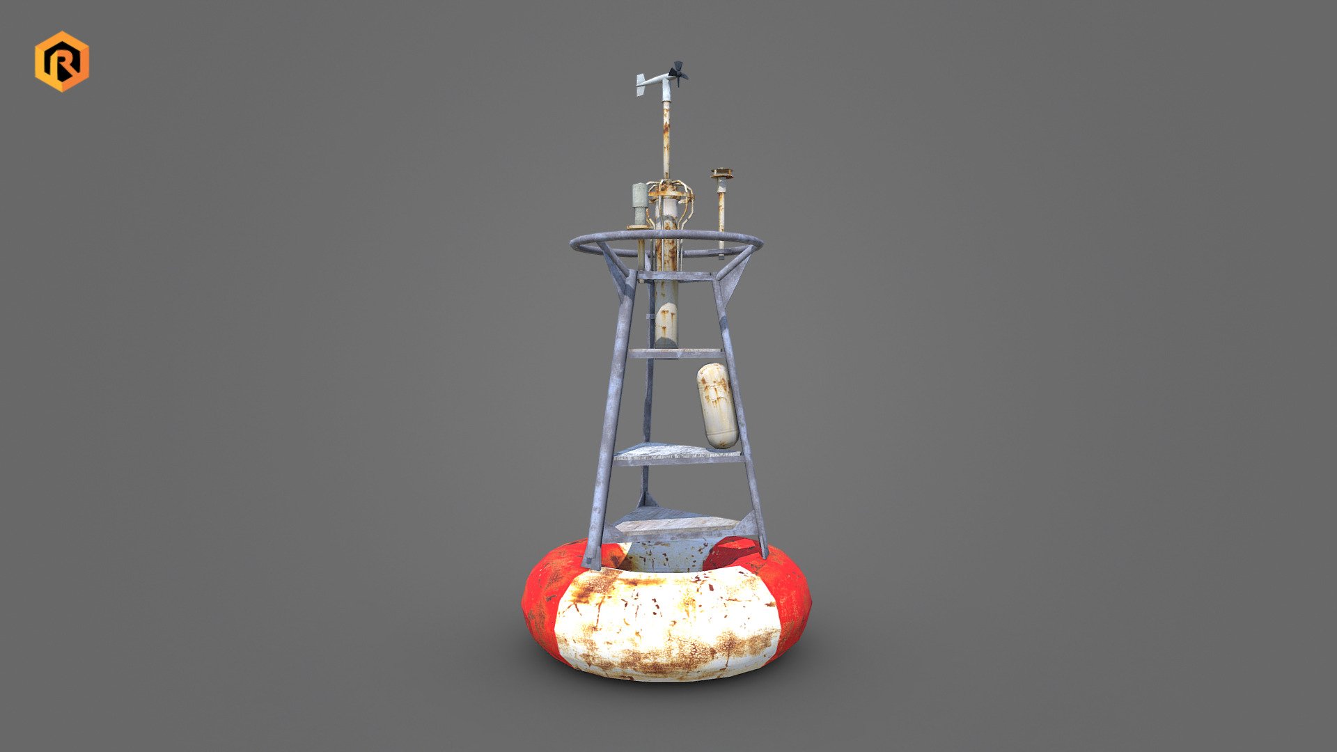 High-quality low-poly 3D model of Ocean Weather Buoy.

It is best for use in games and other VR / AR, real-time applications such as Unity or Unreal Engine.

It can also be rendered in Blender (ex Cycles) or Vray as the model is equipped with detailed textures.

We have made every effort to ensure these textures are as detailed as possible and made with the greatest care.

Technical details:

- 2048 x 2048 Diffuse and AO textures

- 2596 Triangles

- 1451 Polygons

- 1500 Vertices

- Model is one mesh

- Model completely unwrapped

- Model is fully textured with all materials applied.

- Pivot point centered at world origin

- Model scaled to approximate real world size (centimeters)

- All nodes, materials and textures are appropriately named - Meteorological Buoy - Buy Royalty Free 3D model by Rescue3D Assets (@rescue3d) 3d model