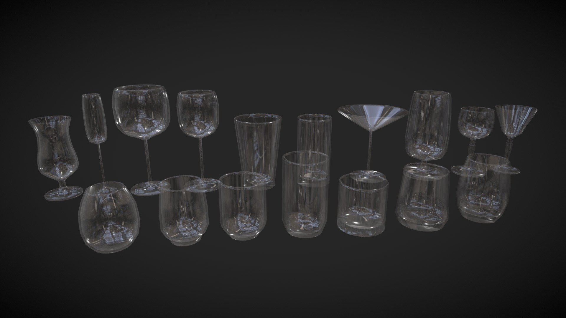 A simple Set of Drinking Glasses in a cool Lowpoly Style. You could use it for your next game or a littel Video. The lowpoly comic like style is timeless and cool you should try to create a video game with this kind of graphic style 3d model