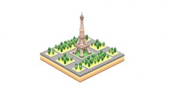 Cartoon Low Poly Eiffel Tower