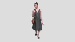 Humano Waling Woman with a bag _0463901 european, people, walking, bag, dress, woman, casual, 3dpeople, 3dhuman, femalecharacter, caucasian, 3dperson, character, 3dscan, female, city, street, person