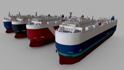 RoRo Car Carrier Low-poly style, transport, vessel, carrier, water, port, watercraft, harbor, roro, cartoon, game, lowpoly, car, industrial, sea