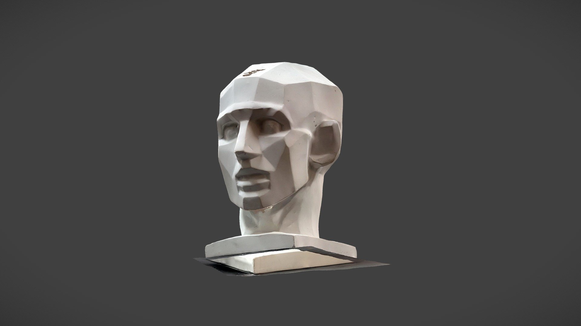 A scan of a planar head plaster cast. Scanned on IPhone/Luma AI 3d model