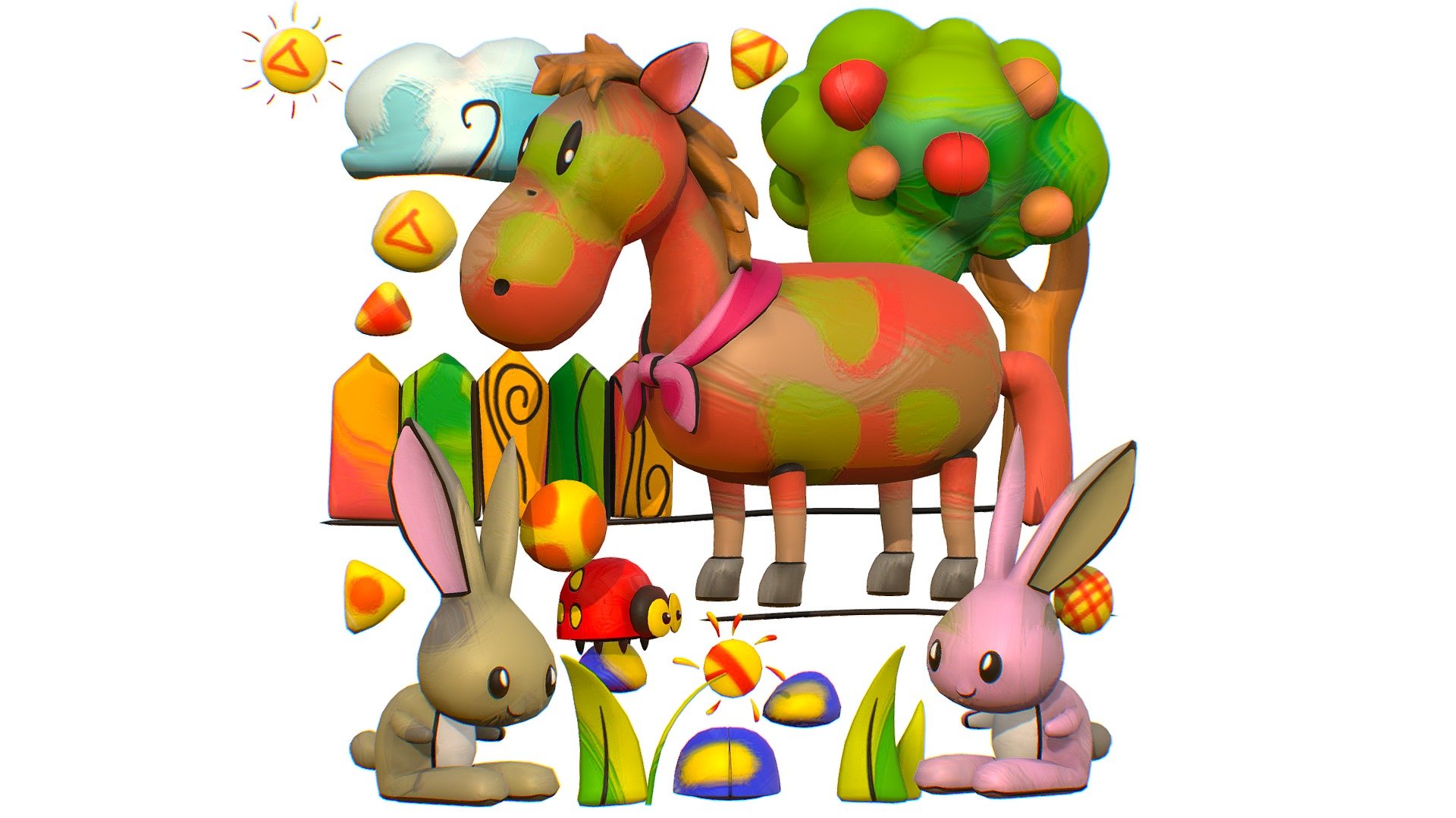 10 separate Maya files with insect animations
there is a possibility to send previews of animations on request, leave your comments.


 - 3D illustration Horse Hare Rabbit Ladybird Wood - Buy Royalty Free 3D model by Oleg Shuldiakov (@olegshuldiakov) 3d model
