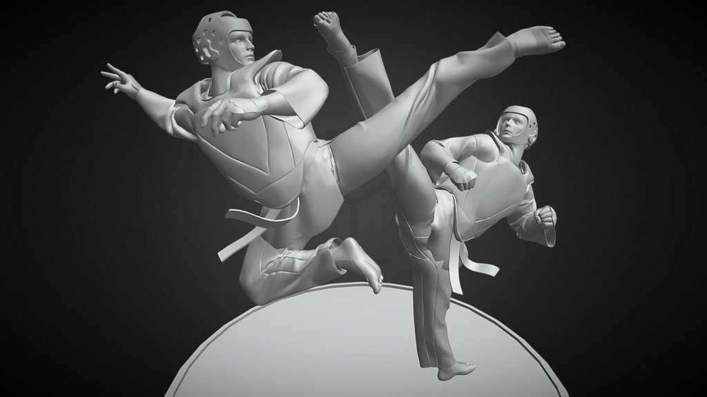 Model made for a personal illustration. You can see the final work here: https://youtu.be/r2GUzHHHypg - Taekwondo - 3D model by oscargrafias 3d model