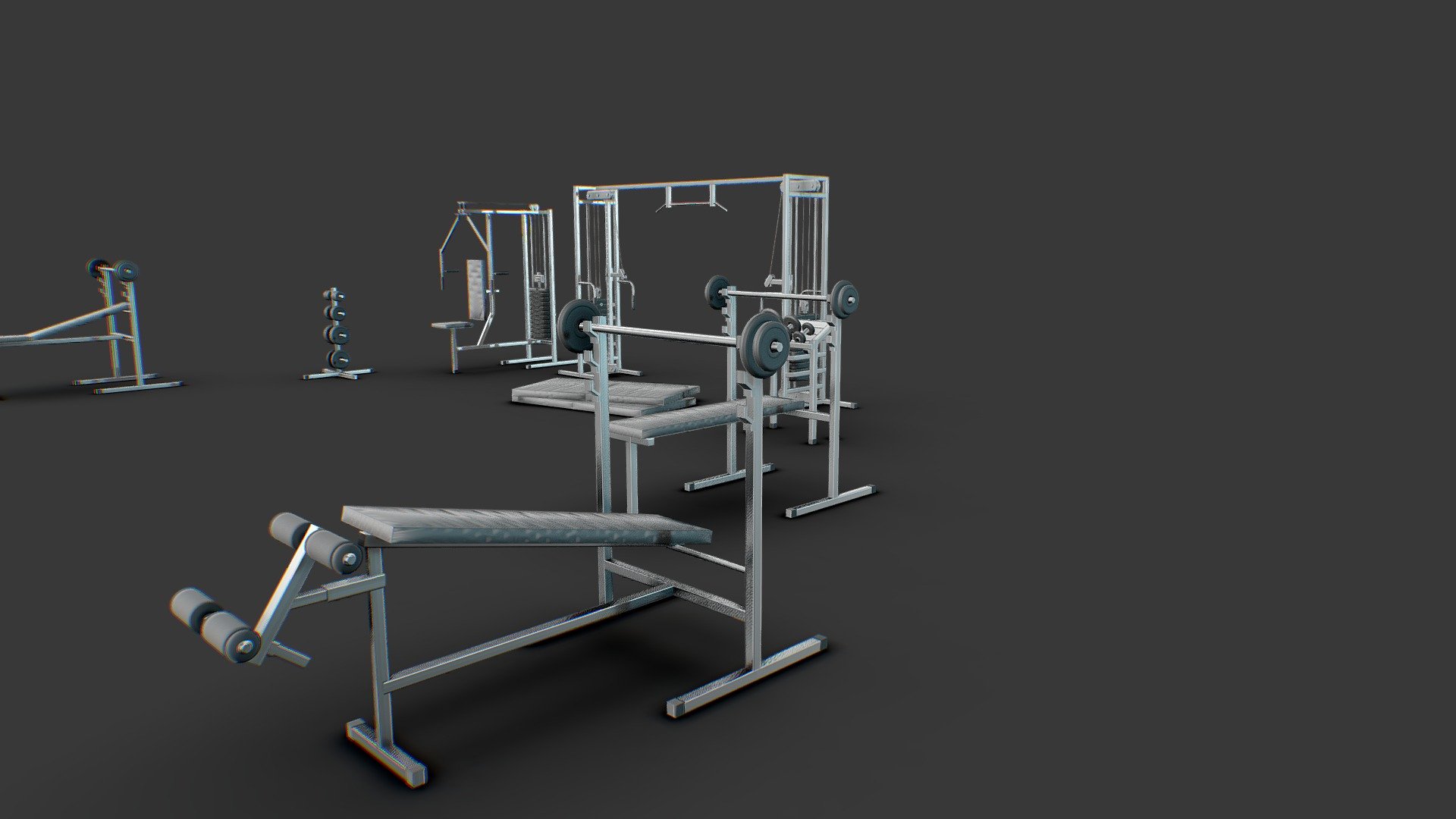 Gym kit optimised for game - Gym equipment - Buy Royalty Free 3D model by vslite 3d model