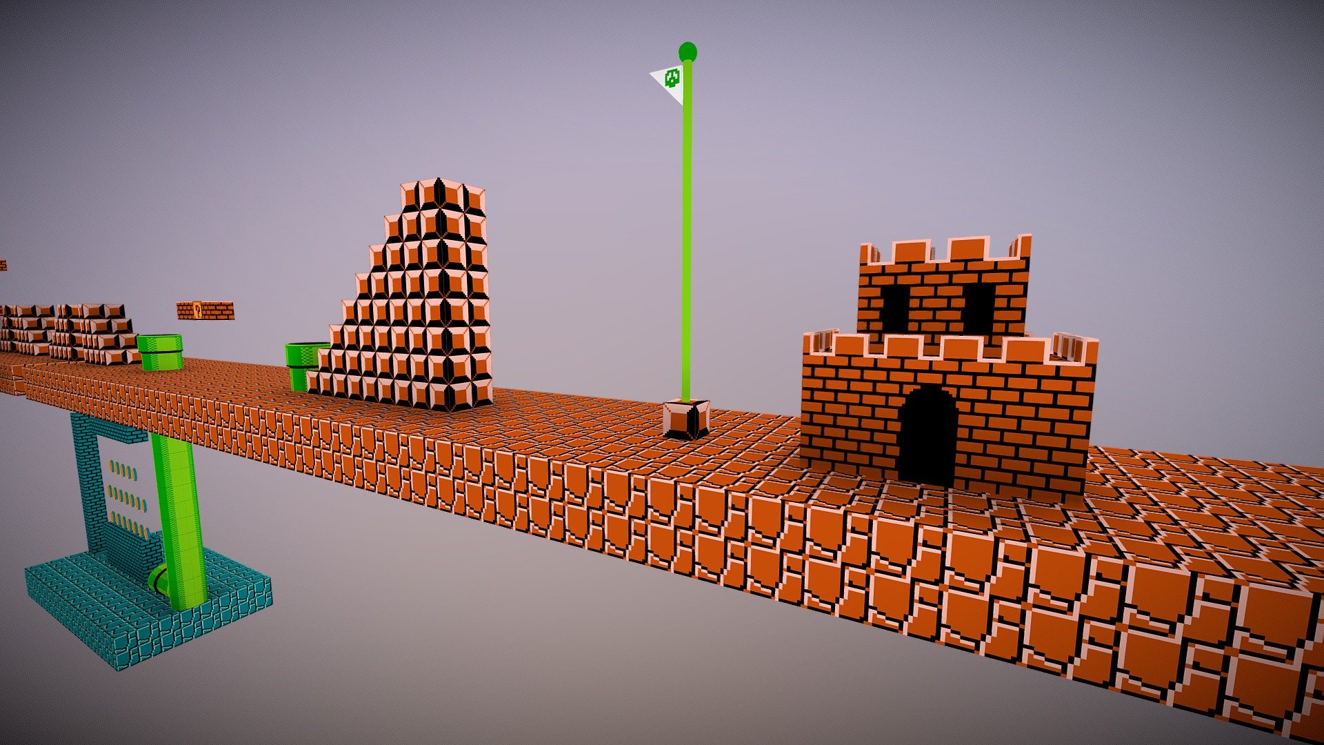 Super Mario Bros. World 1, Level 1 created in Softimage 2015 and Blender. Perfect as a in game prop or map 3d model