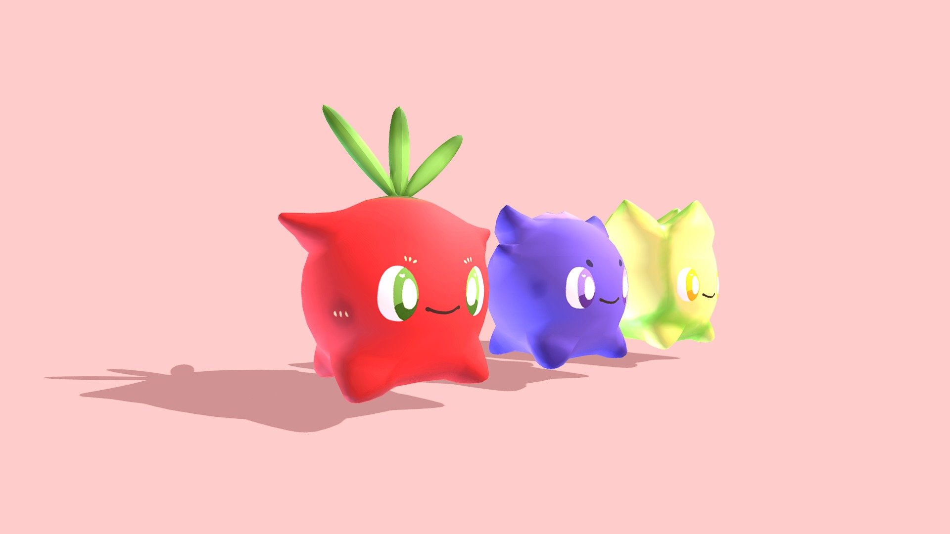 Made these fruity fellas for a VR school assignment. Give them some love, Sketchfab! - Berry Buddies - 3D model by skyyx 3d model