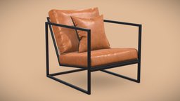 Stanley Armchair leather, archviz, furniture, metal, old, aged, architecture, steel