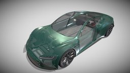 Tesla Roadster Green with Chassis