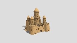 Low poly sand castle