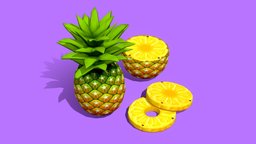 Pineapple food, fruit, tropical, pineapple, grocery, healthy, pineapples, handpainted, unity, unity3d, cartoon, lowpoly, stylized, tropicalfruit, fruitslice, slicedfruit, noai