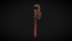 Pipe Wrench pipe, prop, gameprop, wrench, tool, old, weapon, maya, low-poly, game, lowpoly, gameart, gameasset, zbrush, gameready