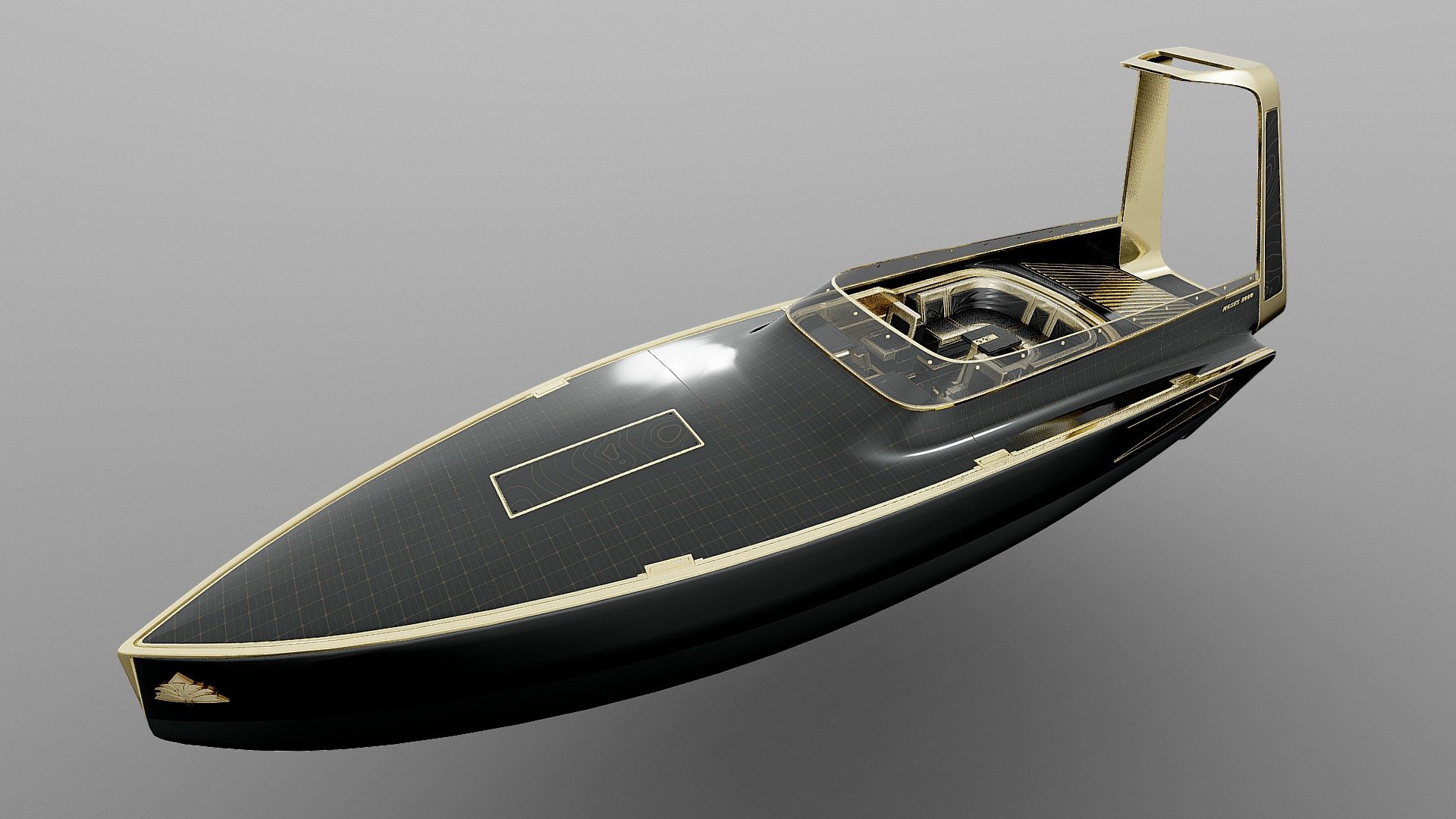 A Luxury electric speed boat concept design. The boat is entirely covered in solar panels, the solar modules are perfectly adapted to the shape of the boat, which transmits extra energy straight to the main battery, which powers groundbreaking Jupiter Jets equipped with more effective inverted turbines capable of reaching high speeds with zero-emission. The 3D model is optimized for real-time engines such as Unreal Engine and Unity. The Speed boat was created and modeled with ZBrush and textured with Adobe Substance 3D Painter. 

Also, check out the MOSES 6000! https://skfb.ly/ovnGV

For more visit

ArtStation: https://www.artstation.com/artwork/wJnJnX   

Behance: https://www.behance.net/gallery/145911851/MOSES-9000-VR

Thank you for watching! - MOSES 9000 - Buy Royalty Free 3D model by Bartholomew Koziel (@bkoziel) 3d model