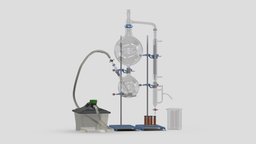 Distillation Kit kit, scene, room, experiment, instruments, stand, set, lab, laboratory, generic, pack, equipment, kettle, hospital, research, realistic, tool, science, chemistry, machine, engine, medicine, pill, pharmacy, brewing, analysis, biomedical, unity, glass, asset, game, 3d, medical, steam, interior, industrial, flask, terpene