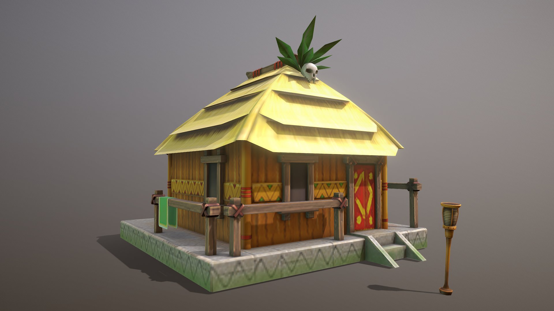 PirateCollection_MayaHut

All Objects - (triangles 3132) / (points 1989)

Low-poly 3D models for game
- Hut (triangles 2756)
- Torch (triangles 376)

Textures  diffuse 
- PirateCollection_MayaHut_Hut.png      512x512
- PirateCollection_MayaHut_Torch.png        256x256

If you have questions about my models or need any kind of help, feel free to contact me and i'll do my best to help you 3d model