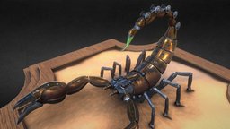 Mechanical Emperor Scorpion challenge, mechanical, diorama, metal, 3d-coat-2015, 3d-coat, pbr, hardsurface, animal, robot