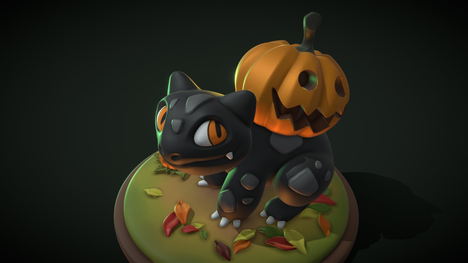 A spoopy Bulbasaur made in Zbrush for Halloween! - Pumpkasaur - Buy Royalty Free 3D model by Nikita De Ruysscher (@Nikita_De_Ruysscher) 3d model