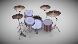Drumkit V2 drum, kit, music, instrument, high, floor, hi, mid, drumkit, crash, bass, hats, drums, tom, ide, snare, cymbal, substancepainter, substance