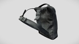 Urban Backpack school, camping, back, urban, bag, combat, backpack, tactical, dystopian, rugged, pbr, low, poly, sci-fi, futuristic, female, fantasy, male, black