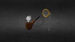 Pipe & Monocle victorian, pipe, monocle, cubik, smoking-pipe, minecraftmodels, minecraft-models, minecraft_model, minecraft, lowpoly, voxel
