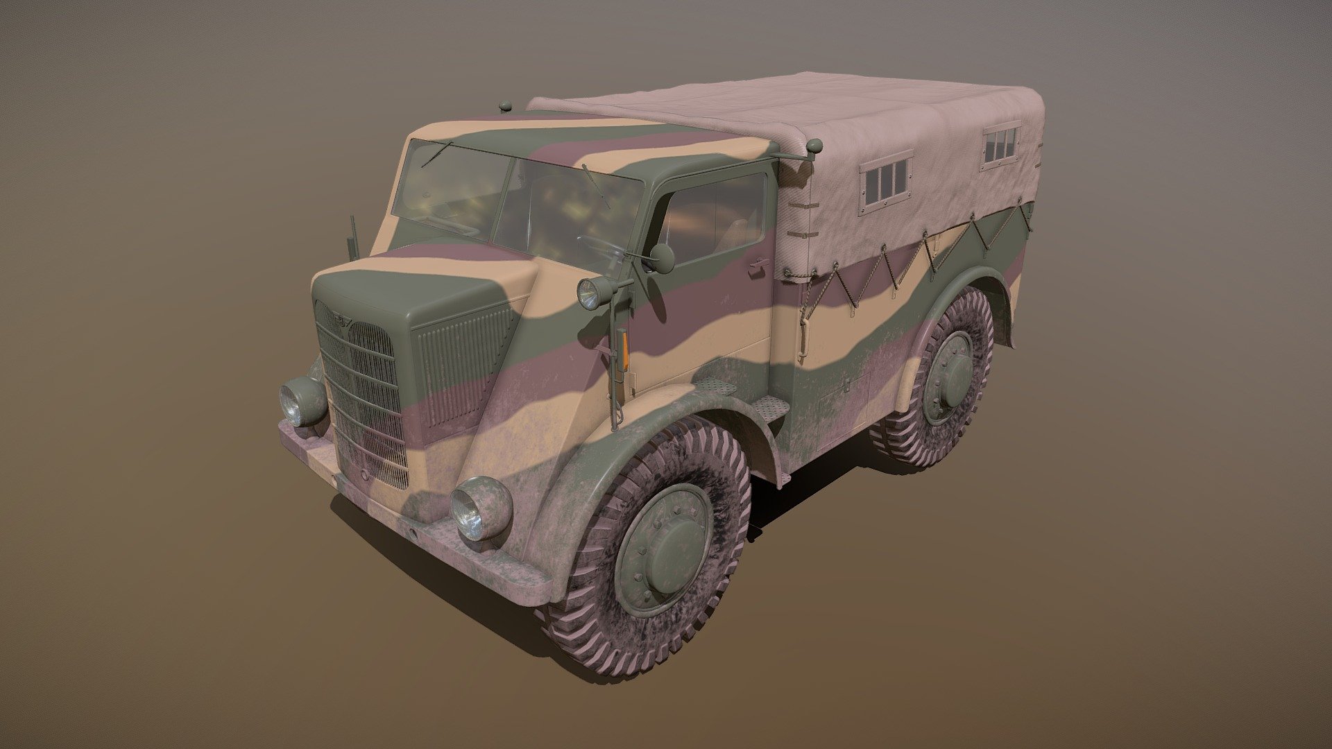 A game ready model of a pre-war prototype of an artillery tractor PzInż 312. I was able to find only five reference photos, so I had to make up lots of parts of the truck 3d model