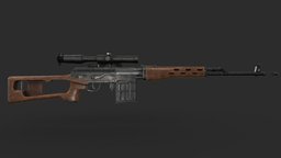 SVD Dragunov svd, dragunov, sniper, game-ready, sniper-rifle, high-detail, svddragunov, substancepainter, weapon, weapons, blender, gun